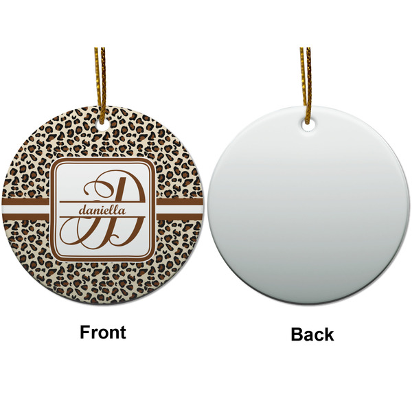 Leopard Print Ceramic Flat Ornament - Circle Front & Back (APPROVAL)