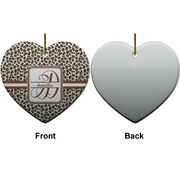 Leopard Print Ceramic Flat Ornament - Heart Front & Back (APPROVAL)