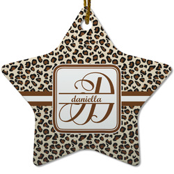 Leopard Print Star Ceramic Ornament w/ Name and Initial