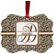 Leopard Print Metal Frame Ornament - Double Sided w/ Name and Initial