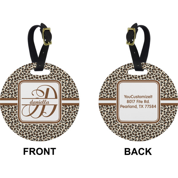 Leopard Print Circle Luggage Tag (Front + Back)
