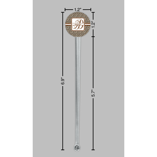 Leopard Print Clear Plastic 7" Stir Stick - Round - Dimensions