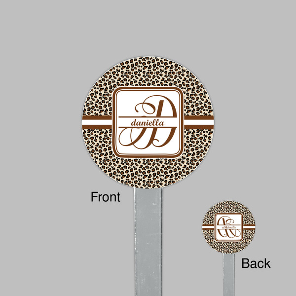 Leopard Print Clear Plastic 7" Stir Stick - Round - Front & Back