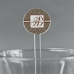 Leopard Print 5.5" Round Plastic Stir Sticks - Clear (Personalized)
