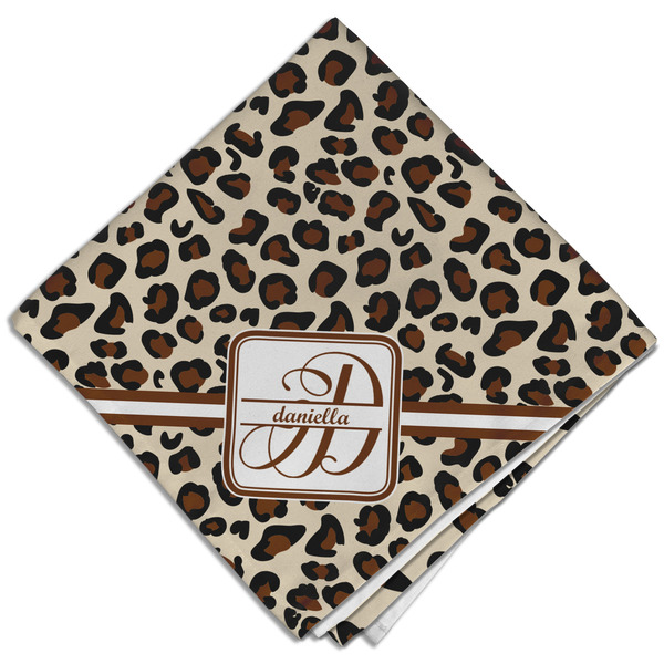 Custom Leopard Print Cloth Dinner Napkin - Single w/ Name and Initial