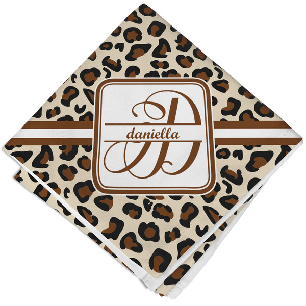 Custom Leopard Print Cloth Napkin w/ Name and Initial