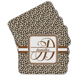 Leopard Print Cork Coaster - Set of 4 w/ Name and Initial