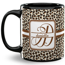 Leopard Print 11 Oz Coffee Mug - Black (Personalized)