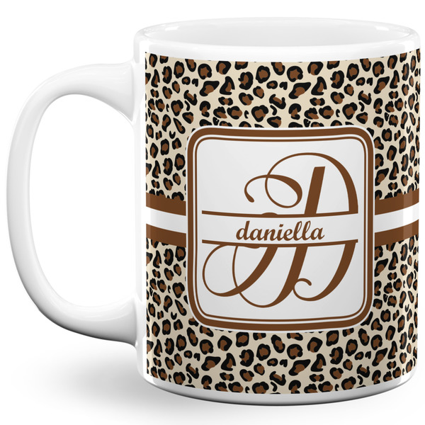 Custom Leopard Print 11 Oz Coffee Mug - White (Personalized)