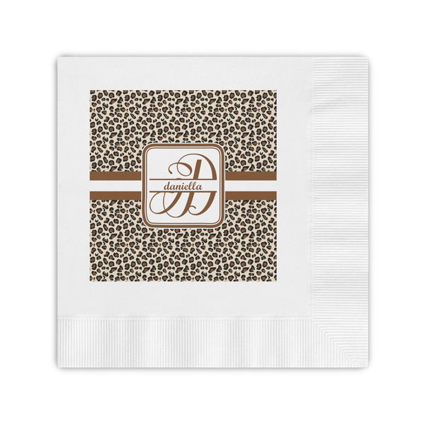 Custom Leopard Print Coined Cocktail Napkins (Personalized)