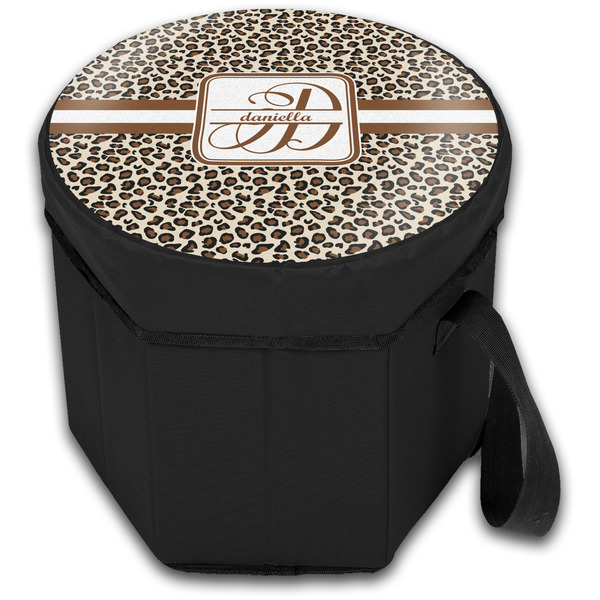 Leopard Print Collapsible Personalized Cooler & Seat (Closed)