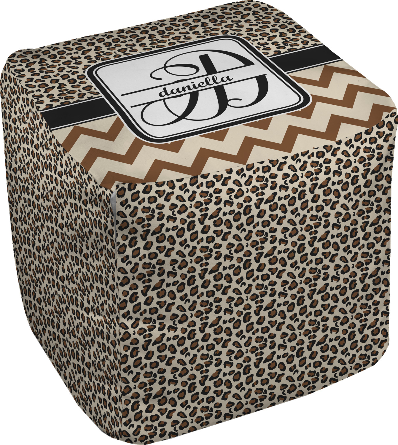 Leopard Print Cube Pouf Ottoman 18" (Personalized) YouCustomizeIt