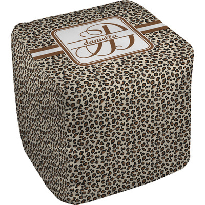 Leopard Print Cube Pouf Ottoman (Personalized)