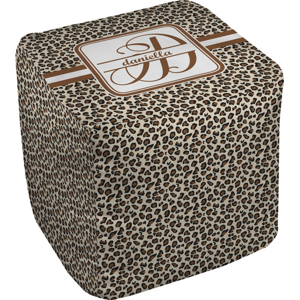 Custom Leopard Print Cube Pouf Ottoman - 13" (Personalized)