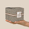 Leopard Print Cube Favor Gift Box - On Hand - Scale View