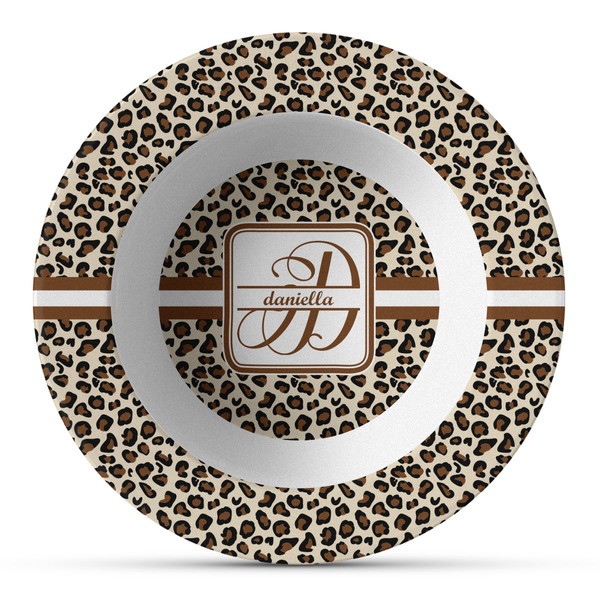 Custom Leopard Print Plastic Bowl - Microwave Safe - Composite Polymer (Personalized)