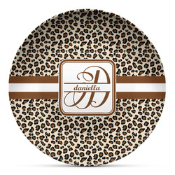 Leopard Print Microwave Safe Plastic Plate - Composite Polymer (Personalized)