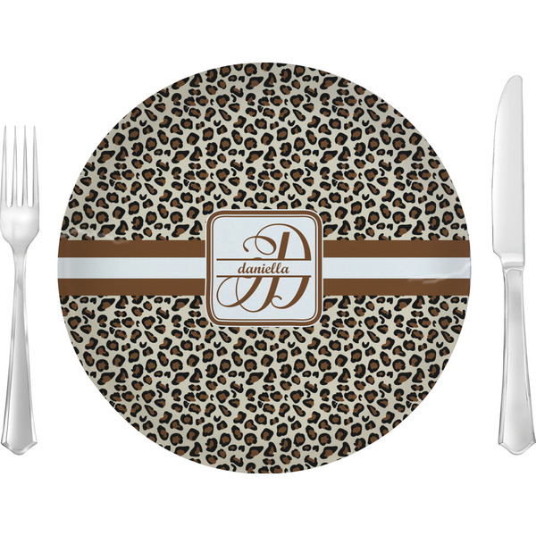 Custom Leopard Print 10" Glass Lunch / Dinner Plates - Single or Set (Personalized)