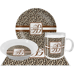 Leopard Print Dinner Set - Single 4 Pc Setting w/ Name and Initial