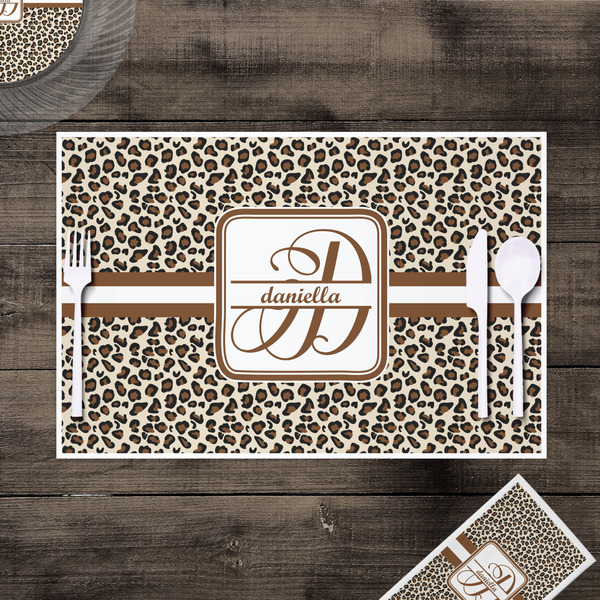 Leopard Print Disposable Paper Placemat - In Context