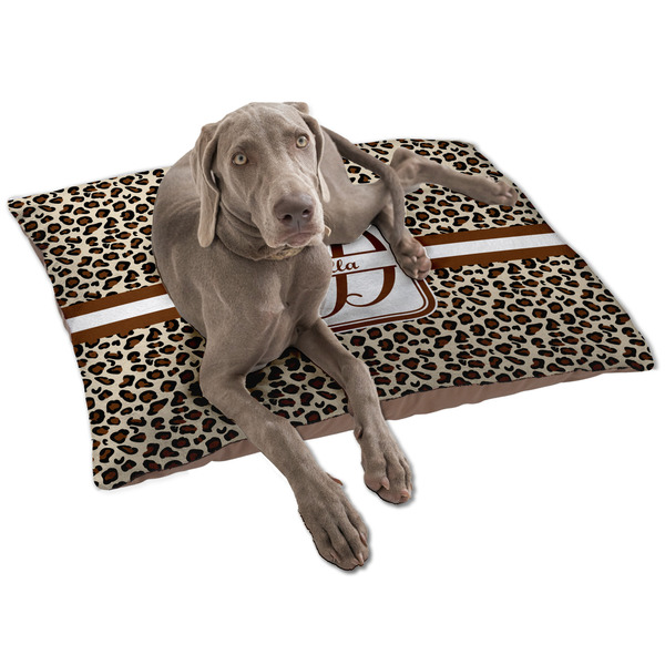 Custom Leopard Print Dog Bed - Large w/ Name and Initial