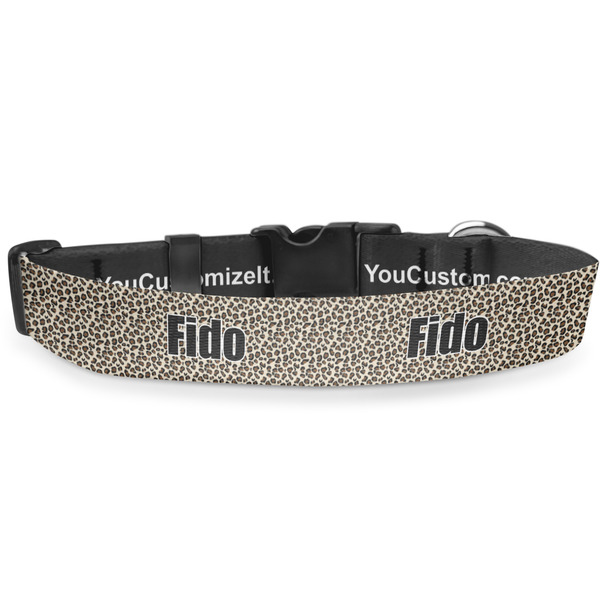 Custom Leopard Print Deluxe Dog Collar - Double Extra Large (20.5" to 35") (Personalized)