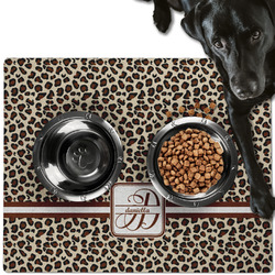 Leopard Print Dog Food Mat - Large w/ Name and Initial