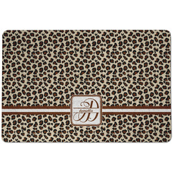 Leopard Print Dog Food Mat w/ Name and Initial