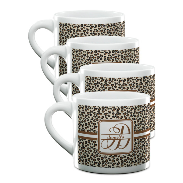 Custom Leopard Print Double Shot Espresso Cups - Set of 4 (Personalized)
