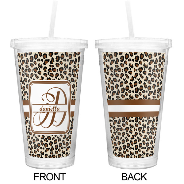 Leopard Print Double Wall Tumbler with Straw - Approval