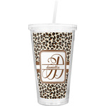 Leopard Print Double Wall Tumbler with Straw (Personalized)