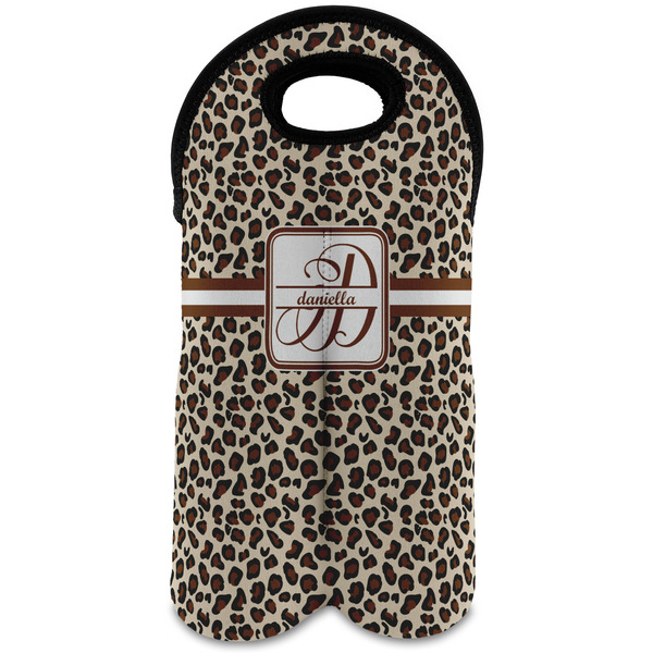 Custom Leopard Print Wine Tote Bag (2 Bottles) (Personalized)