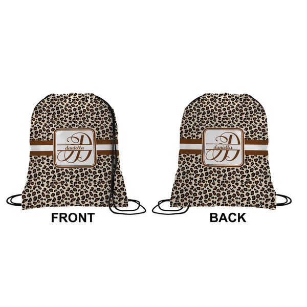 Leopard Print Drawstring Backpack Front & Back Small
