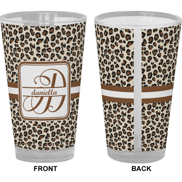 Leopard Print Pint Glass - Full Color - Front & Back Views
