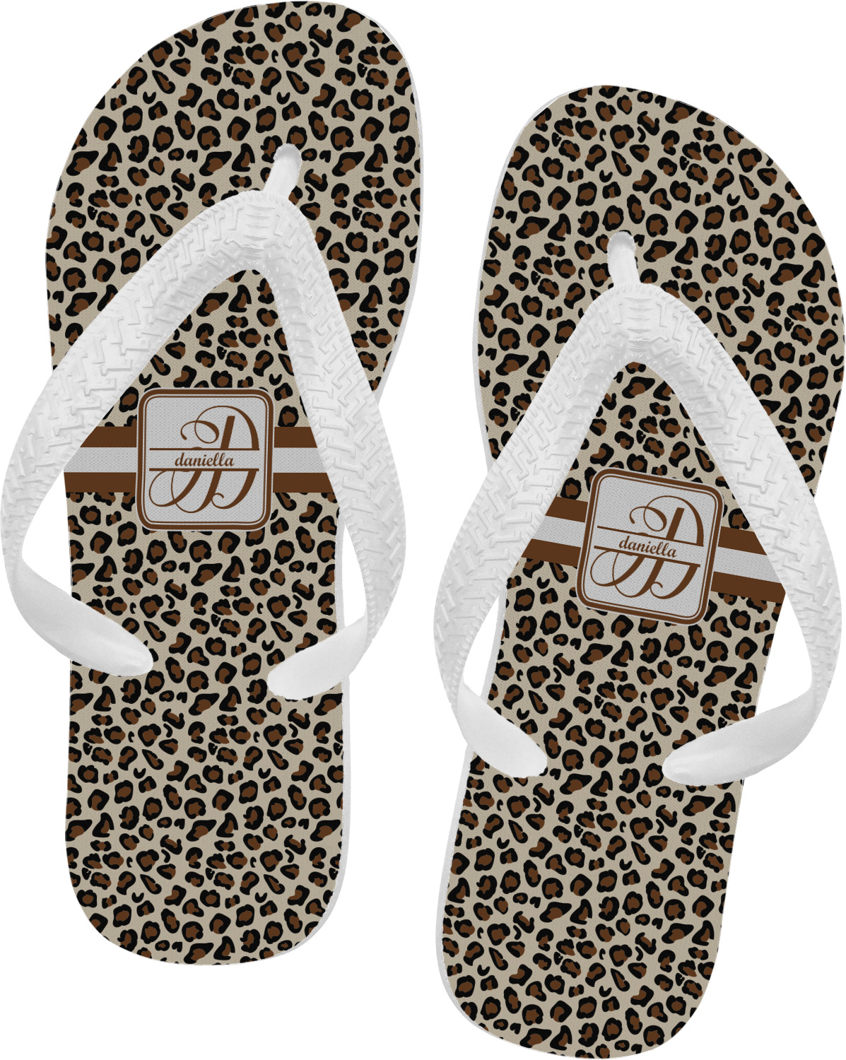 Leopard Print Flip Flops Large (Personalized) YouCustomizeIt