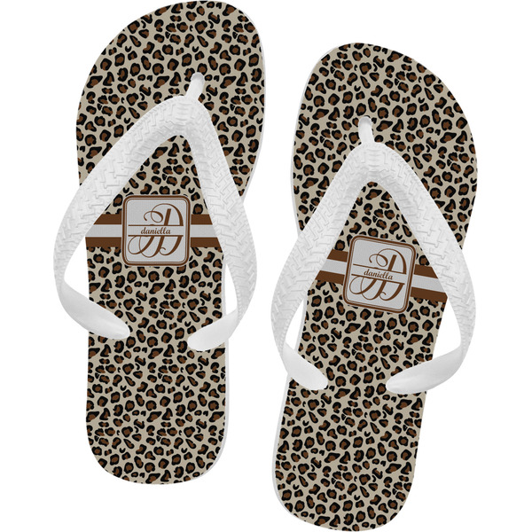 Custom Leopard Print Flip Flops - Large (Personalized)
