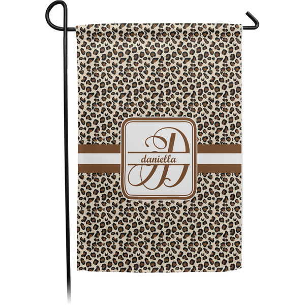 Custom Leopard Print Small Garden Flag - Single Sided w/ Name and Initial