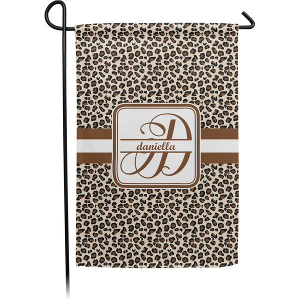 Custom Leopard Print Small Garden Flag - Double Sided w/ Name and Initial