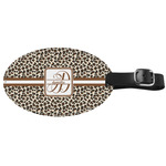 Leopard Print Genuine Leather Oval Luggage Tag (Personalized)