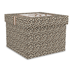 Leopard Print Gift Box with Lid - Canvas Wrapped - Large (Personalized)