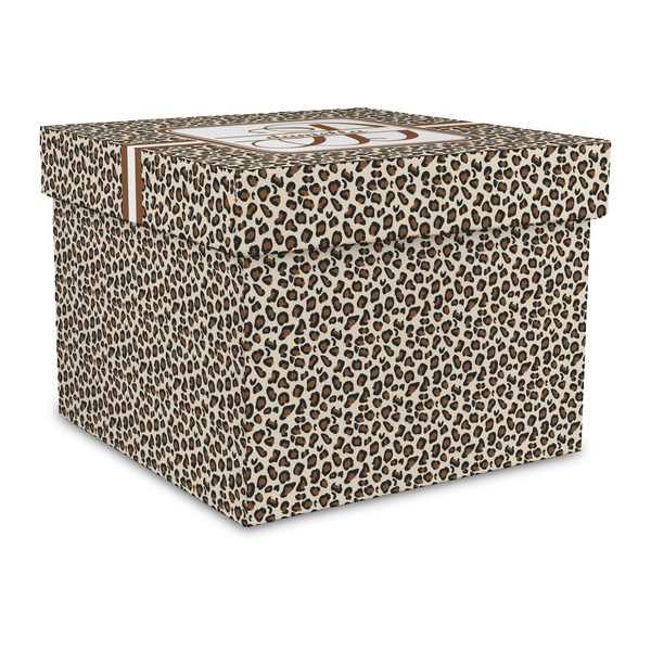 Custom Leopard Print Gift Box with Lid - Canvas Wrapped - Large (Personalized)
