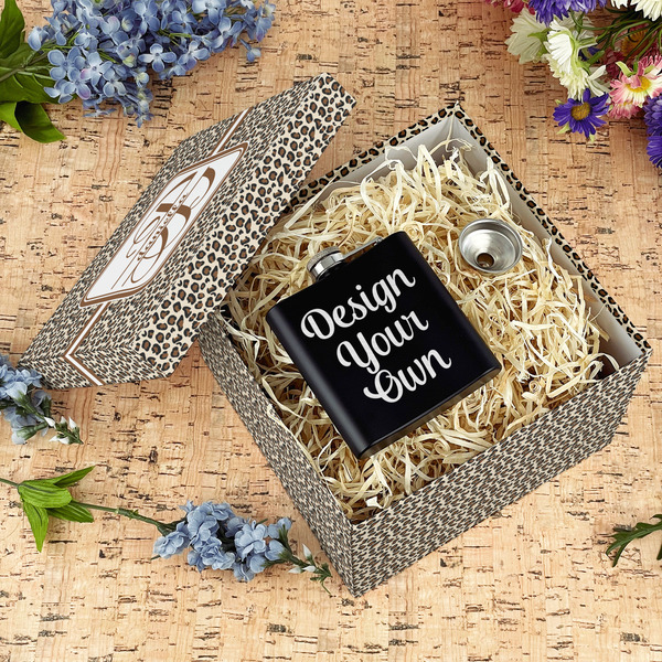 Leopard Print Gift Boxes with Lid - Canvas Wrapped - Large - In Context