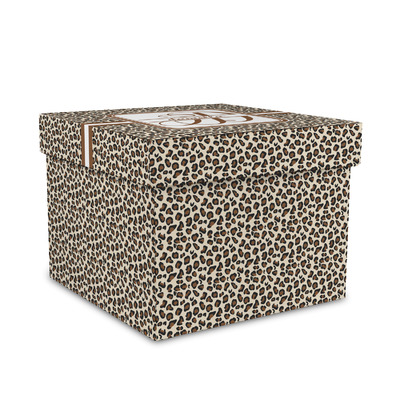 Leopard Print Gift Box with Lid - Canvas Wrapped - Medium (Personalized)