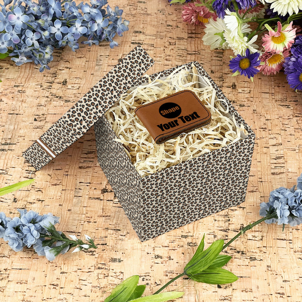 Leopard Print Gift Boxes with Lid - Canvas Wrapped - Small - In Context