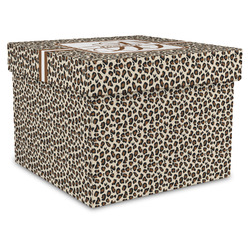 Leopard Print Gift Box with Lid - Canvas Wrapped - XX-Large (Personalized)