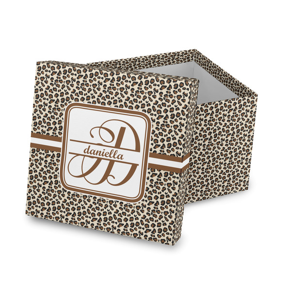 Custom Leopard Print Gift Box with Lid - Canvas Wrapped (Personalized)