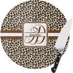 Leopard Print Round Glass Cutting Board (Personalized)