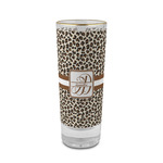 Leopard Print 2 oz Shot Glass -  Glass with Gold Rim - Single (Personalized)