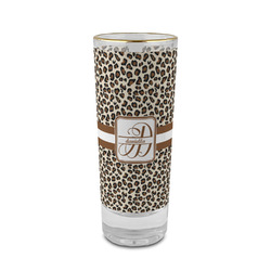 Leopard Print 2 oz Shot Glass -  Glass with Gold Rim - Set of 4 (Personalized)