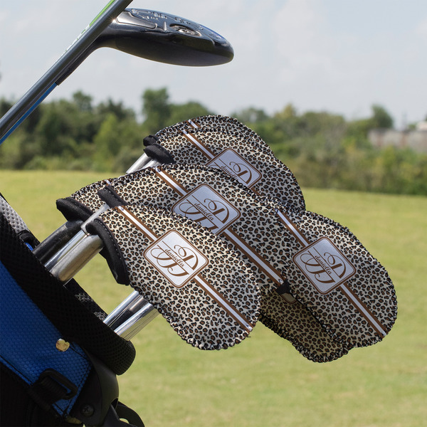 Custom Leopard Print Golf Club Iron Cover - Set of 9 (Personalized)
